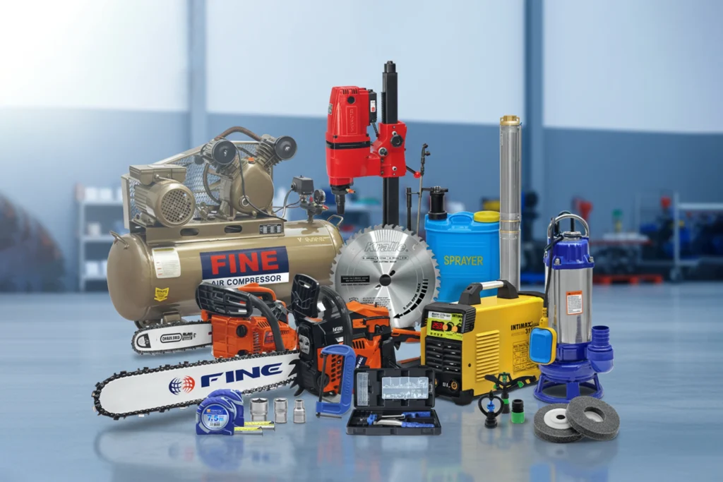 Fine industrial tools and machinery range banner